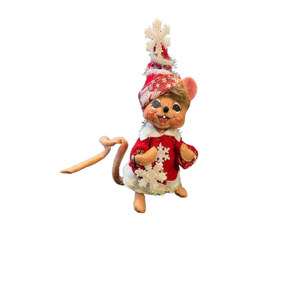 Annalee 2009 Snowflakeโ Mouse 6" Holiday Christmas Doll Brown Red